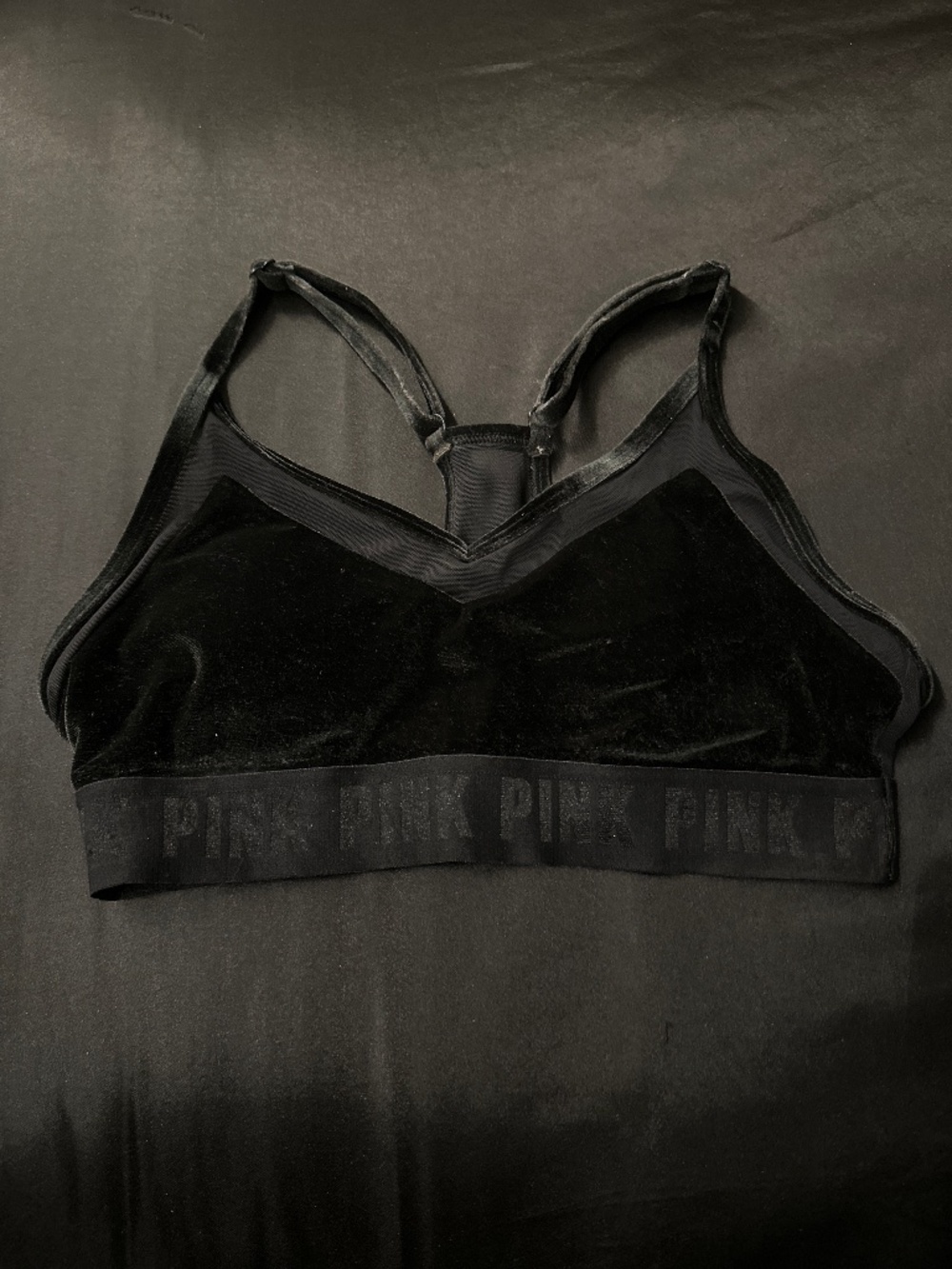 PINK Velvet Sports Bra (Black)